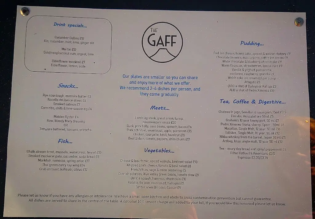 Menu_The Gaff abergavenny_Abergavenny_image_1