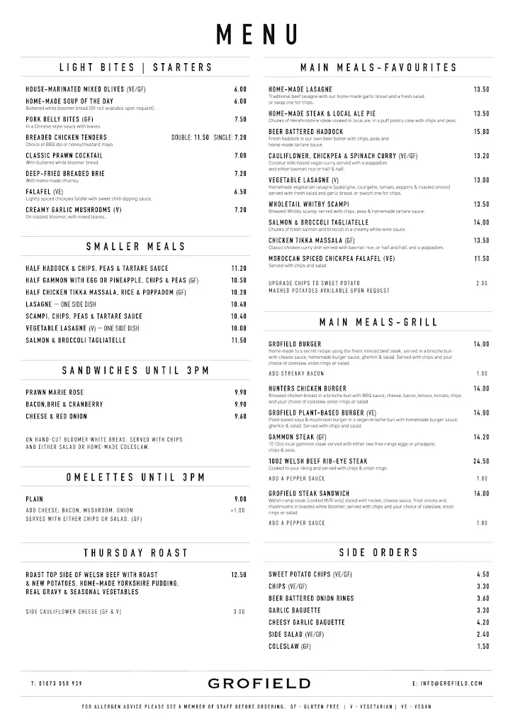 Menu_The Grofield Inn_Abergavenny_image_1