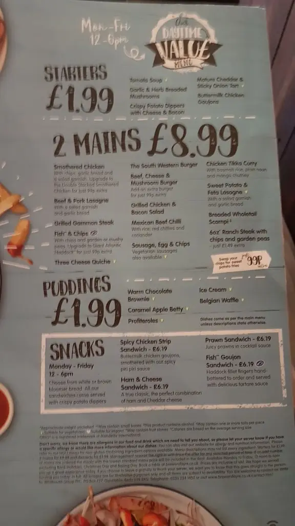 Menu_Abergavenny Brewers Fayre_Abergavenny_image_3