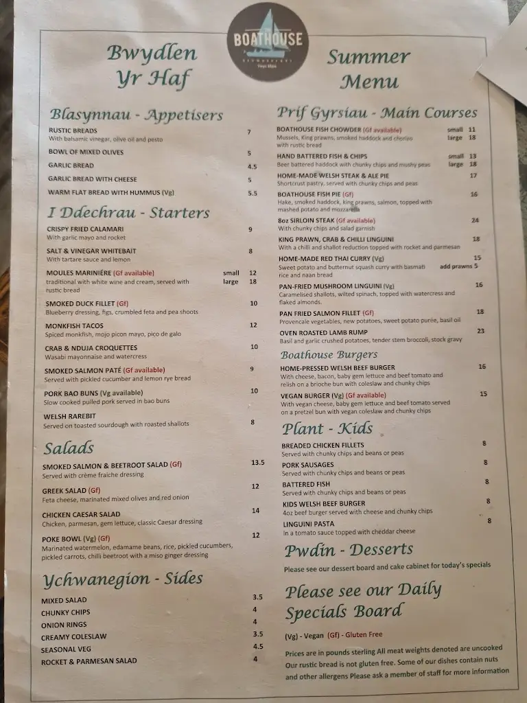 Menu_The Boathouse_Amlwch_image_3