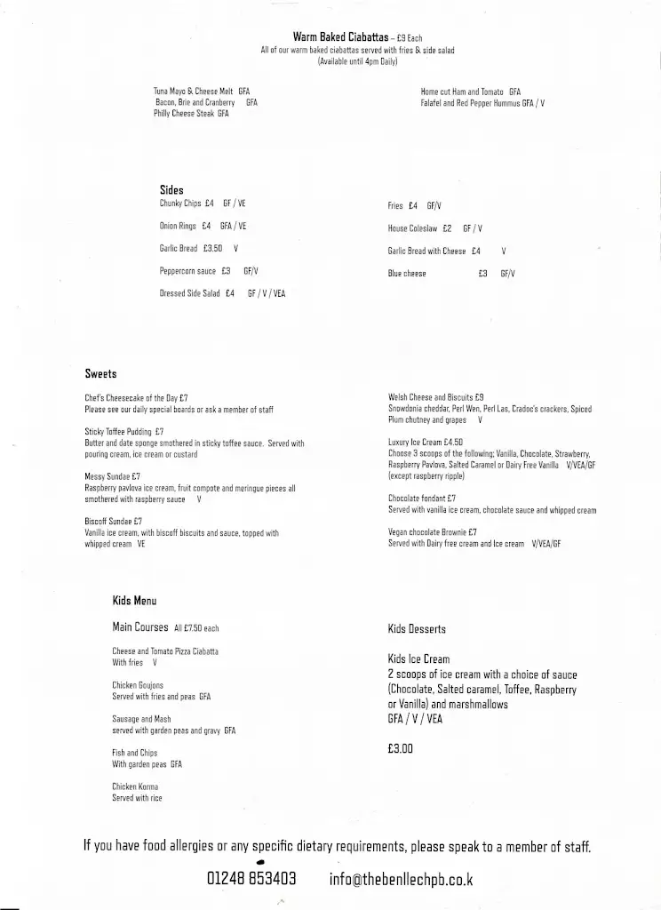 Menu_The Benllech_Amlwch_imagen_1