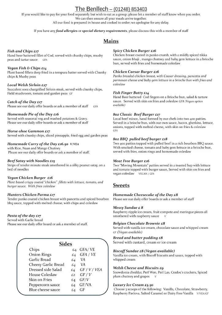 Menu_The Benllech_Amlwch_imagen_2