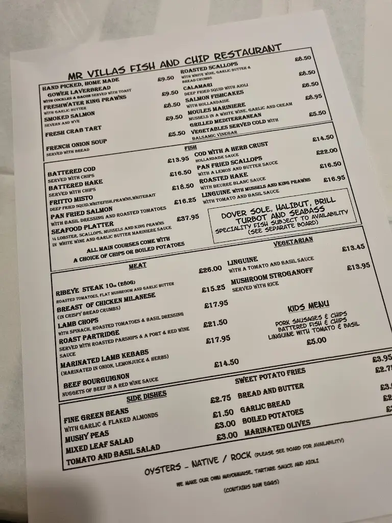 Menu_Mr Villa's Fish & Chip Restaurant & Oyster Bar_Barry_image_4