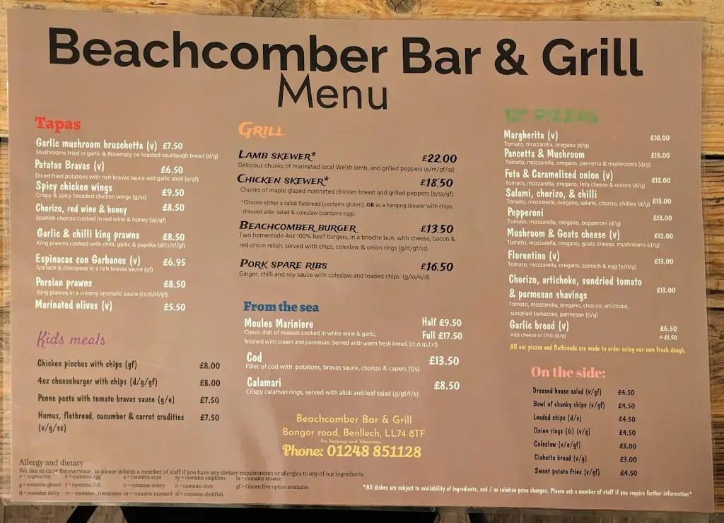 Menu_Beachcomber Bar & Grill_Benllech_image_1