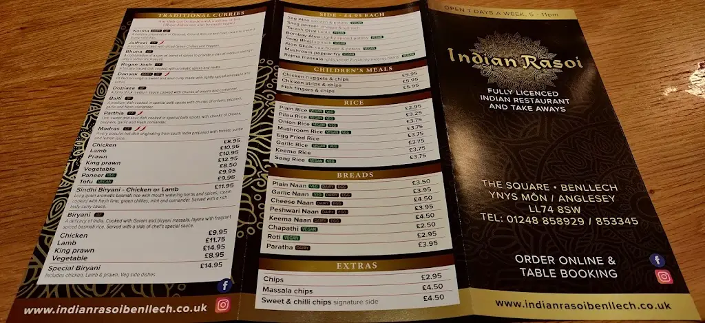Menu_Indian Rasoi Benllech_Benllech_image_1