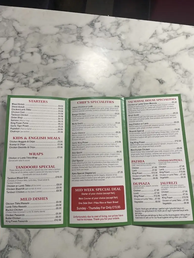 Menu_Taj Mahal Abercynon_Abercynon_image_1