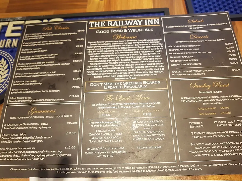 Menu_The Railway Inn_Abercynon_image_3