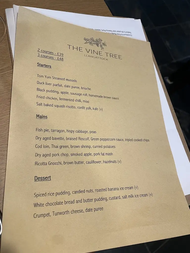 Menu_The Vine Tree Llangattock_Blaenau Gwent_image_4