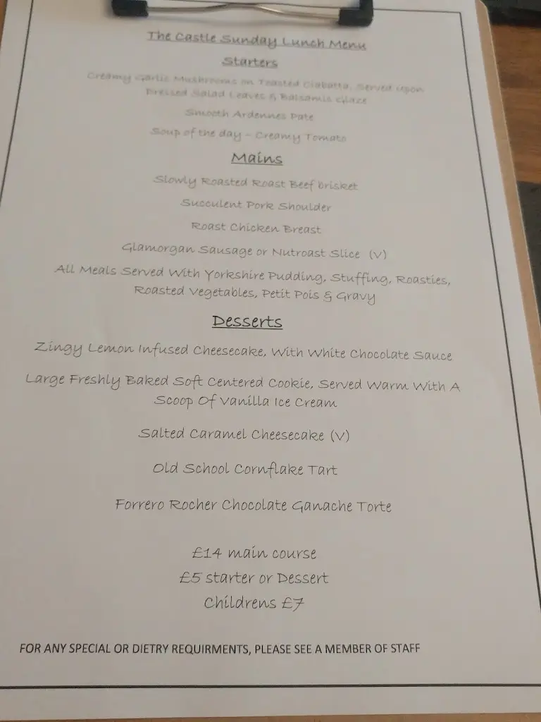 Menu_The Castle Inn_Blaenau Gwent_image_1