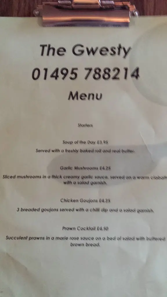Menu_The Gwesty_Blaenau Gwent_image_4