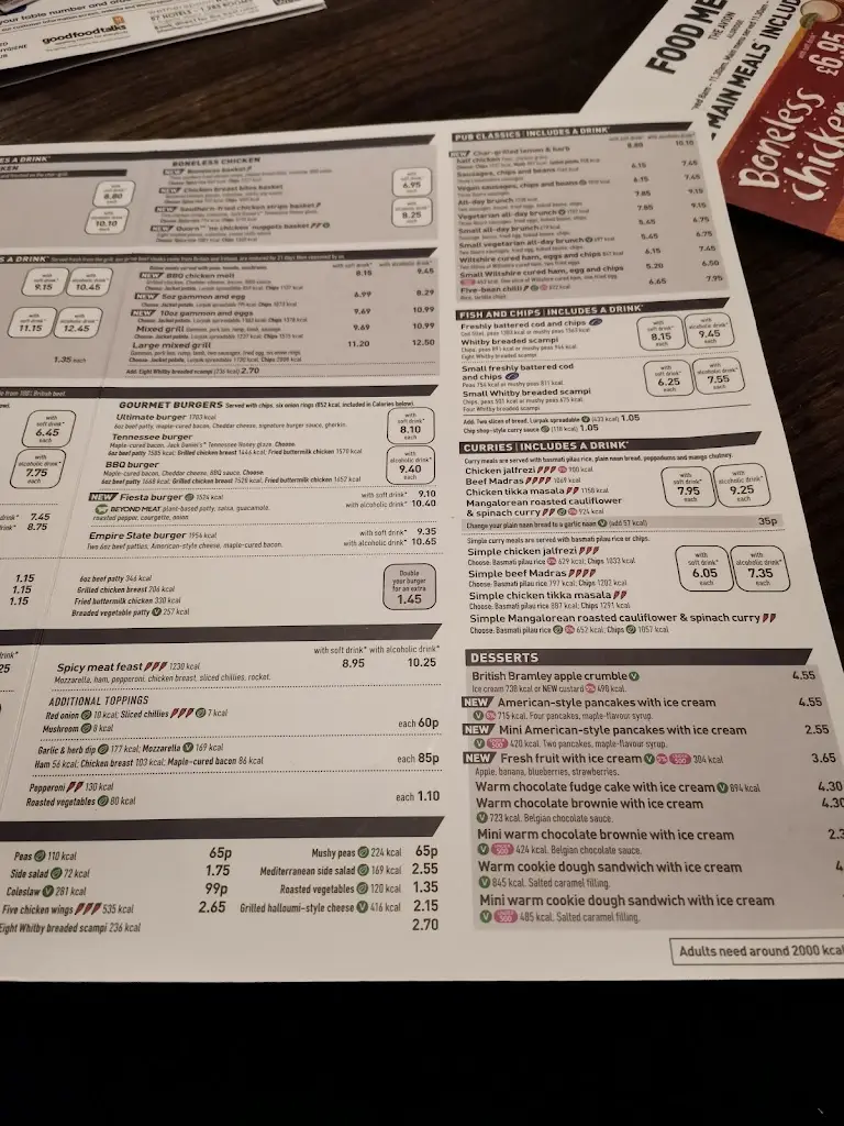 Menu_The Avion - JD Wetherspoon_Aldridge_immagine_4