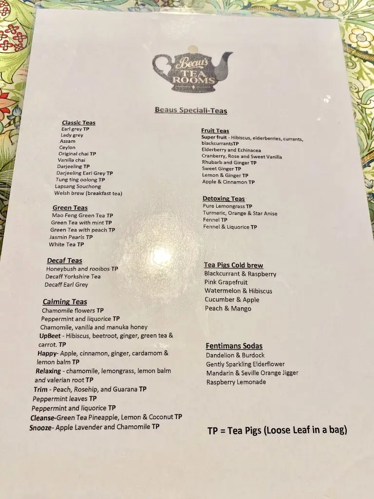 Menu_Beau's Tea Rooms_Beaumaris_image_1