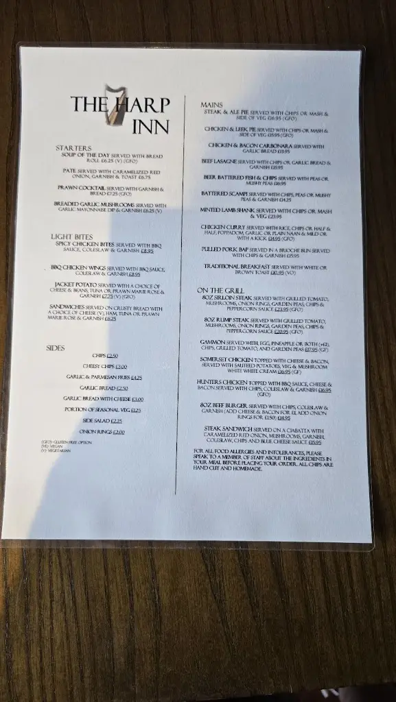 Menu_The Harp Inn_Abergele_image_1
