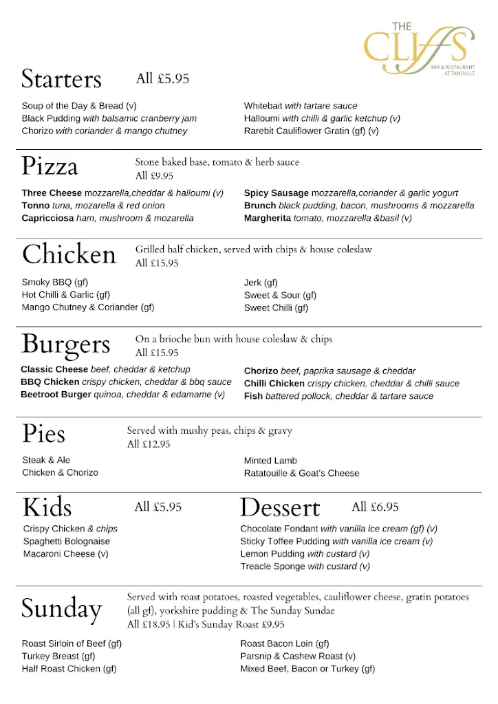 Menu_The Cliffs Restaurant_Abergele_imagen_1