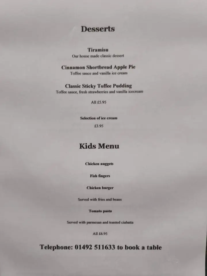Menu_The Cliffs Restaurant_Abergele_imagen_3