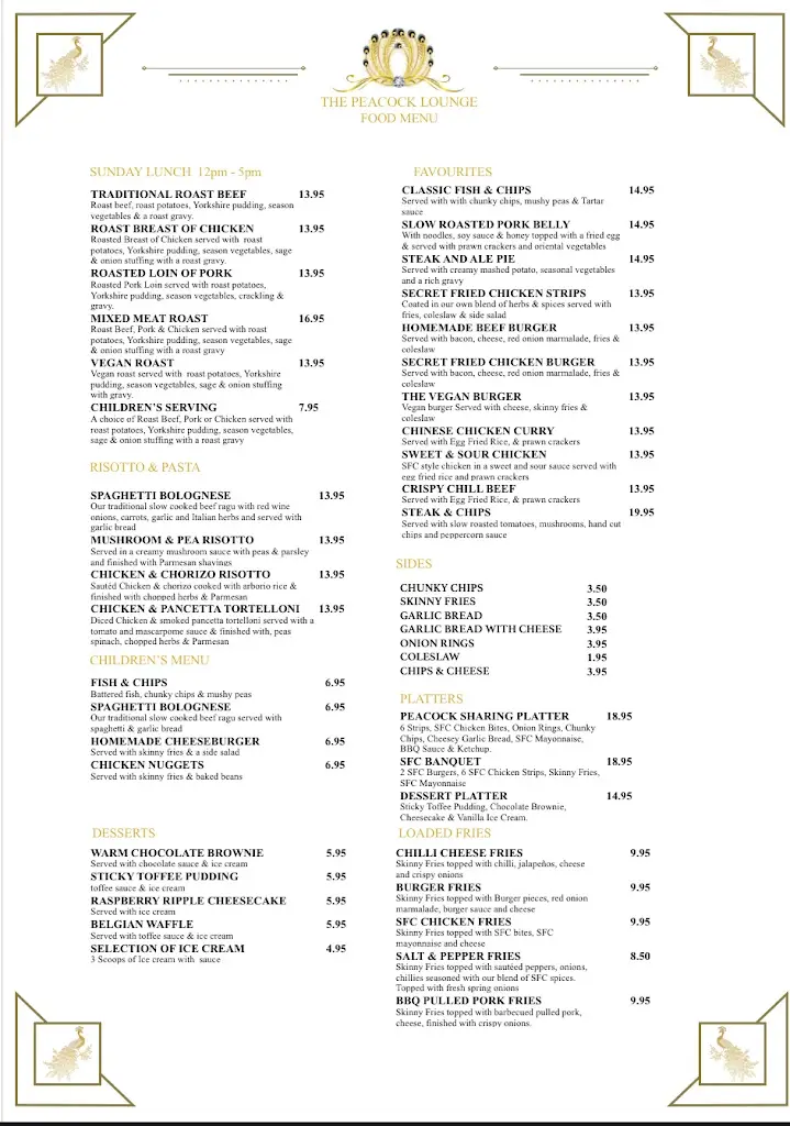 Menu_The Peacock Lounge at Tŷ Gwyn_Abergele_image_1