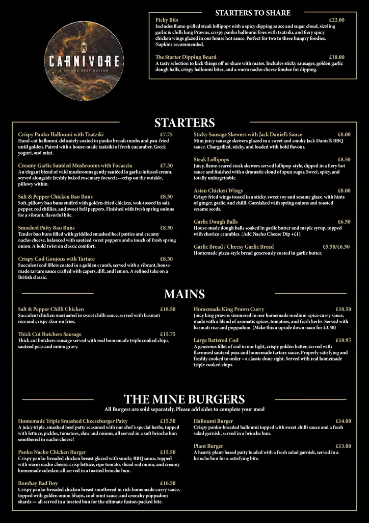 Menu_Carnivore By The Mine_Blaengwynfi_image_1