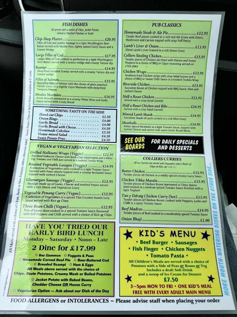 Menu_The Colliers Arms_Blaengwynfi_image_1