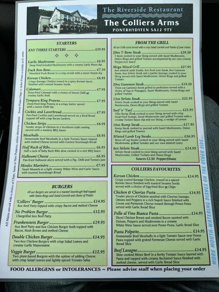 Menu_The Colliers Arms_Blaengwynfi_image_2