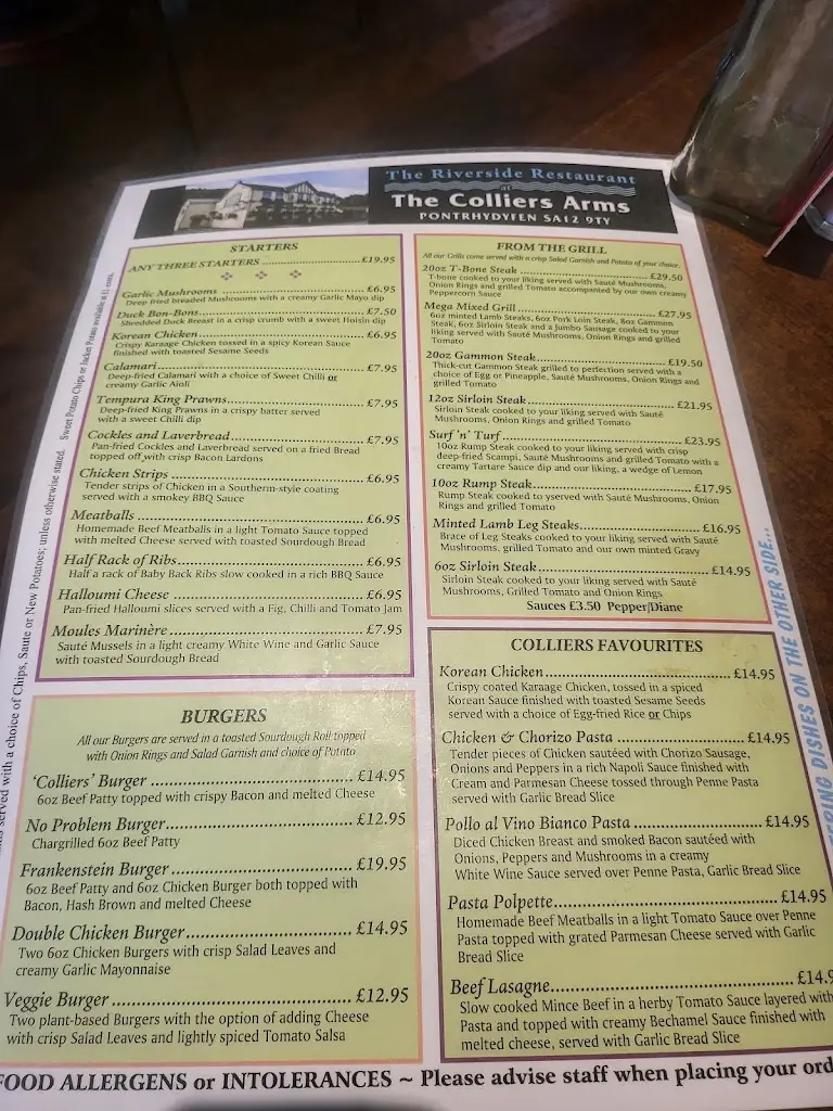 Menu_The Colliers Arms_Blaengwynfi_image_3