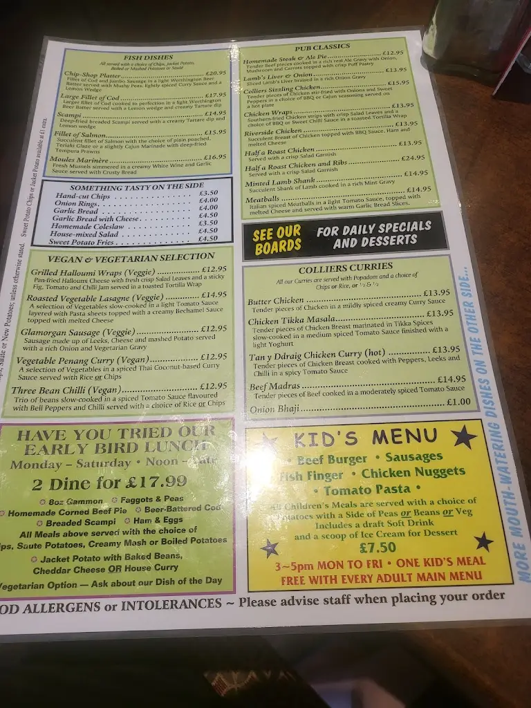 Menu_The Colliers Arms_Blaengwynfi_image_4