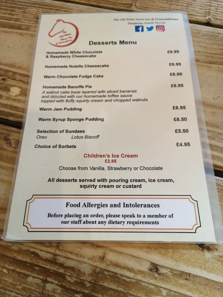 Menu_The Old White Horse Inn_Blaengwynfi_image_4
