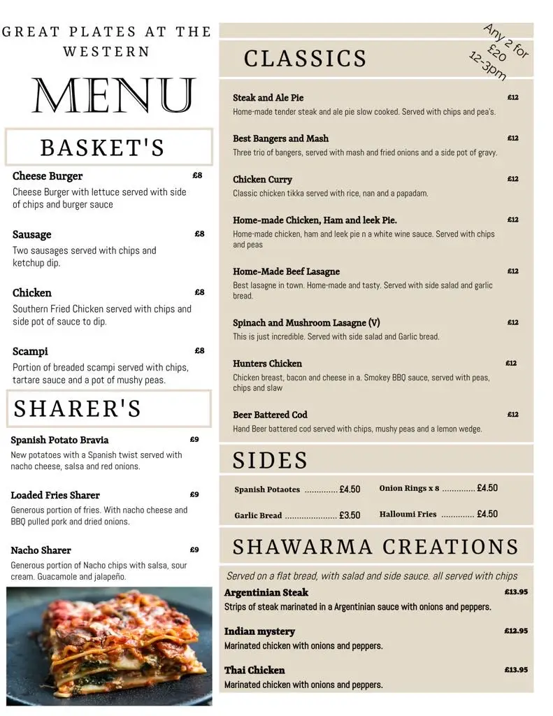Menu_Great Western_Ammanford_image_1
