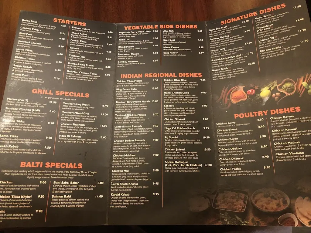 Menu_Taj indian grill_Ammanford_image_1