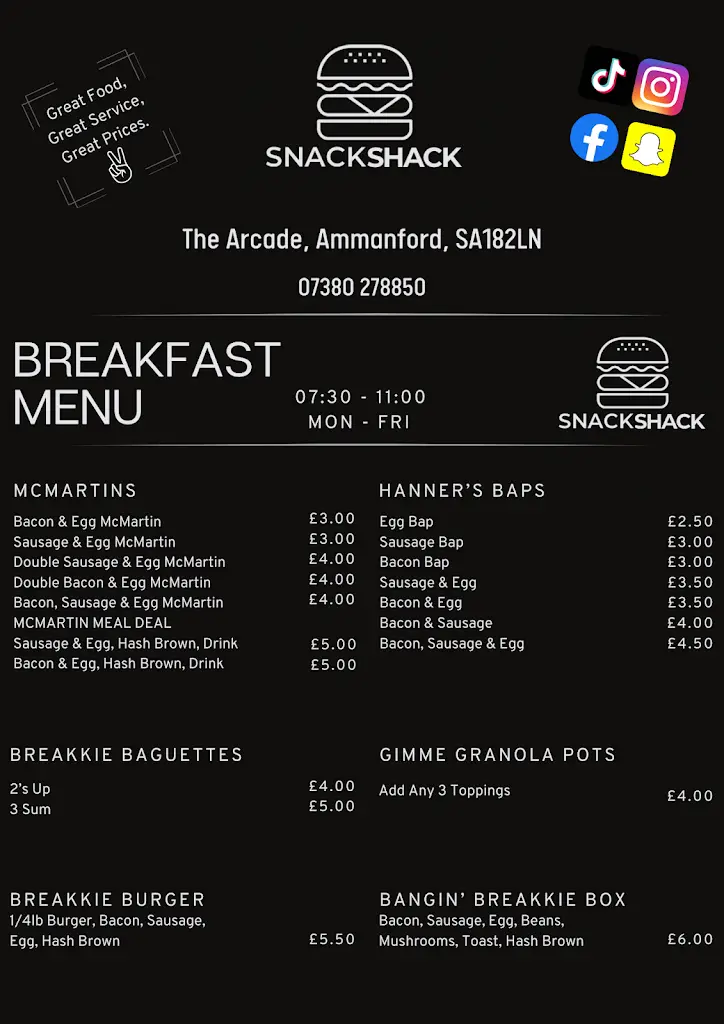 Menu_Snack Shack AF_Ammanford_immagine_2