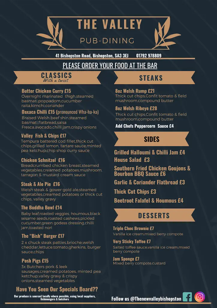 Menu_The Valley_Bishopston_image_4
