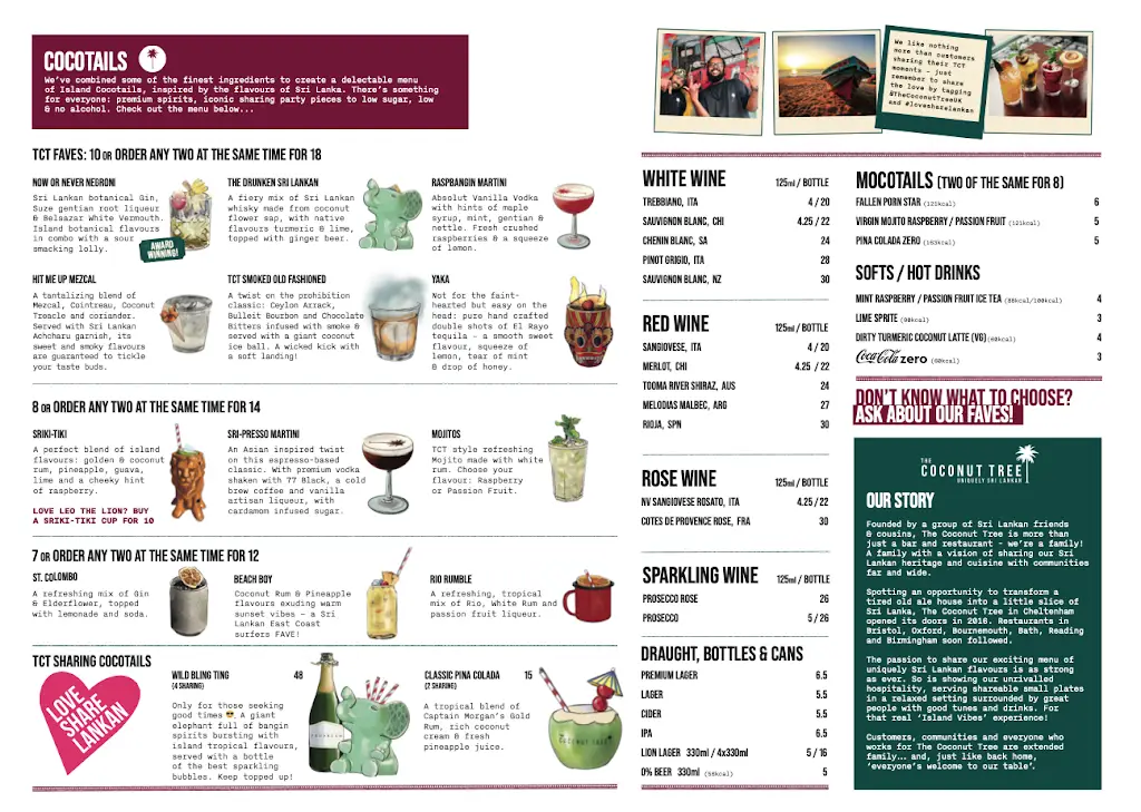 Menu_The Coconut Tree Bristol, Gloucester Road_Bishopston_image_1