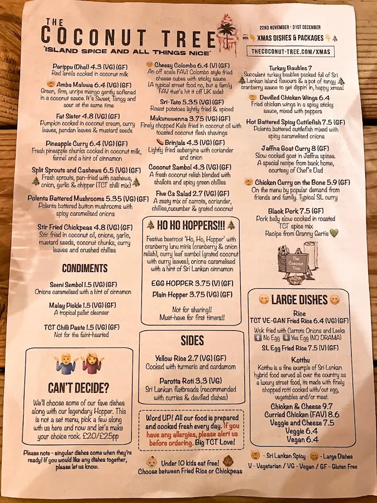 Menu_The Coconut Tree Bristol, Gloucester Road_Bishopston_image_3