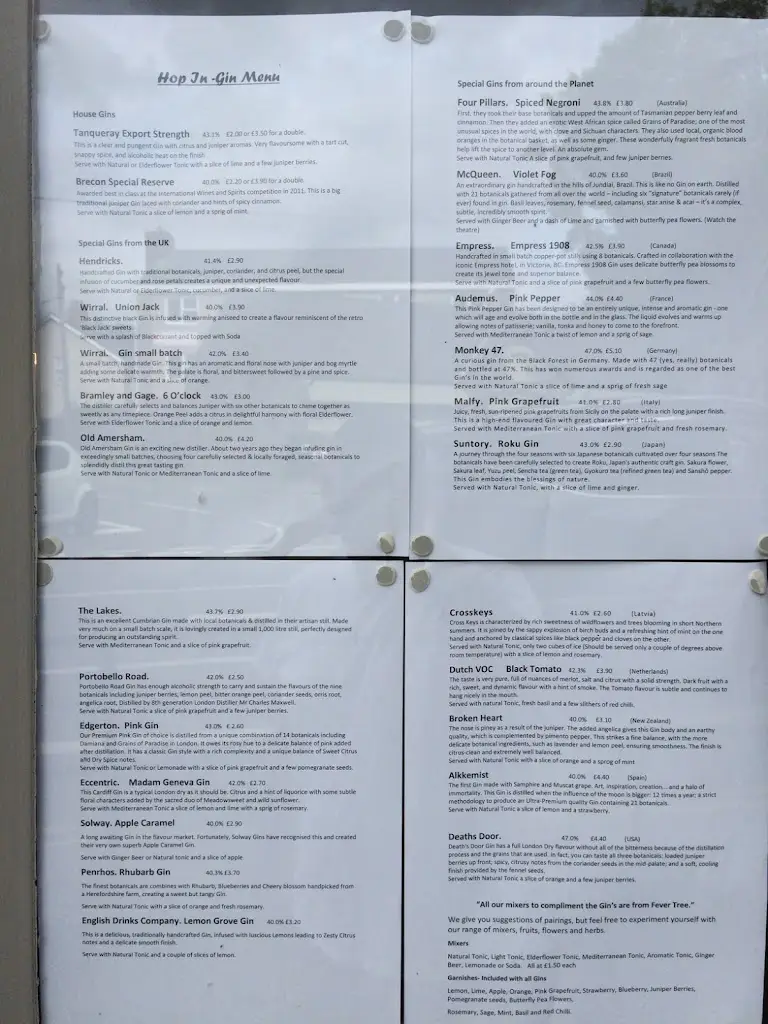 Menu_Hop In Beer and Gin_Brecon_image_2