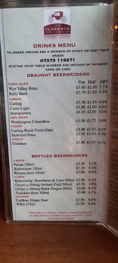 Menu_The Clarence Inn_Brecon_image_1