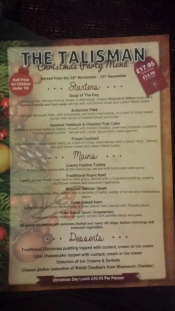 Menu_The Talisman_Brynmawr_image_4