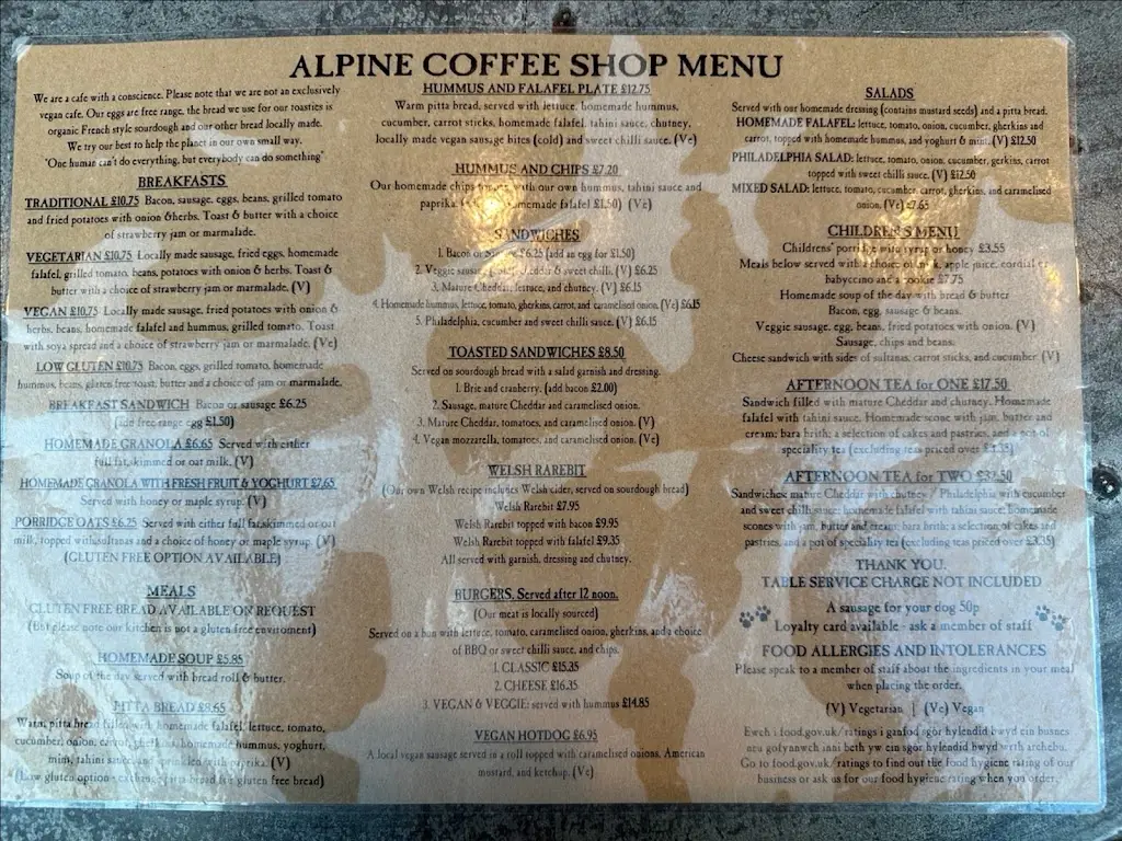 Menü_The Alpine Coffee Shop_Betws-y-Coed_Bild_1