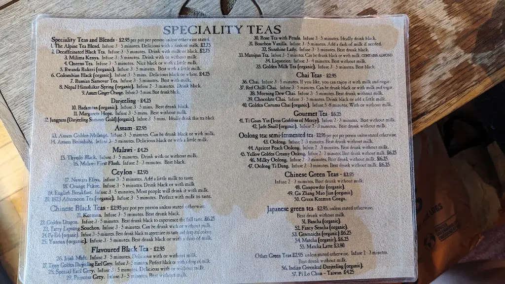 Menü_The Alpine Coffee Shop_Betws-y-Coed_Bild_4