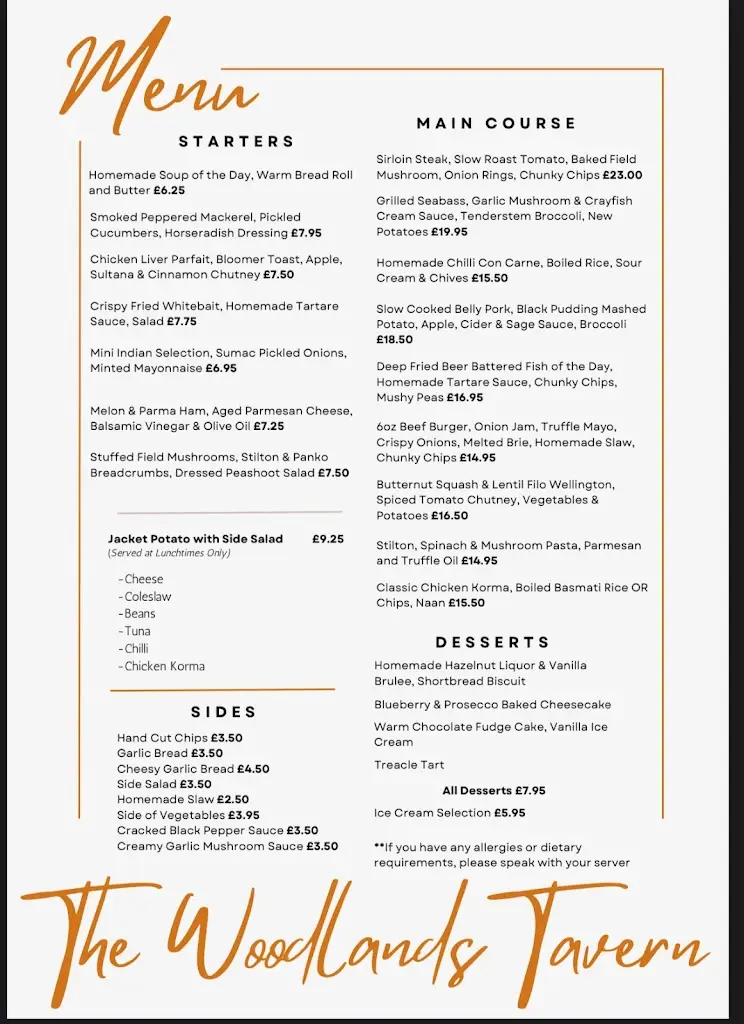 Menu_The Woodlands Tavern_Caerwent_image_1