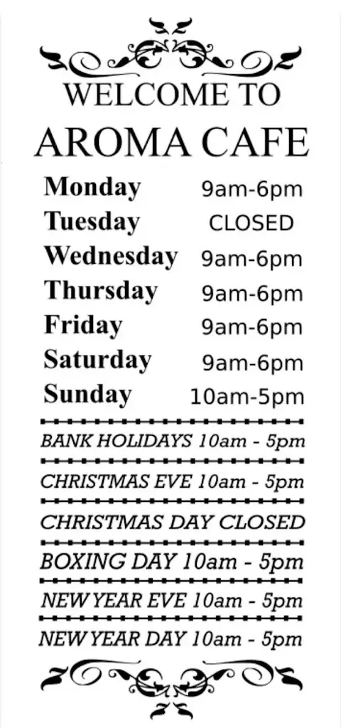 Menu_Aroma Cafe & Restaurant_Caerwent_image_1