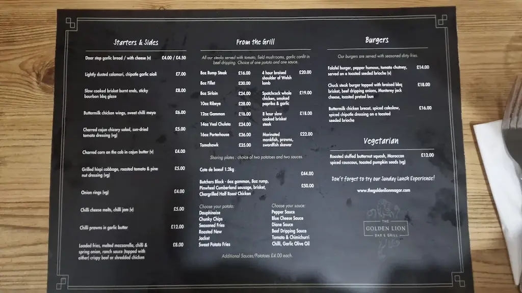 Menu_The Golden Lion_Caldicot_image_1