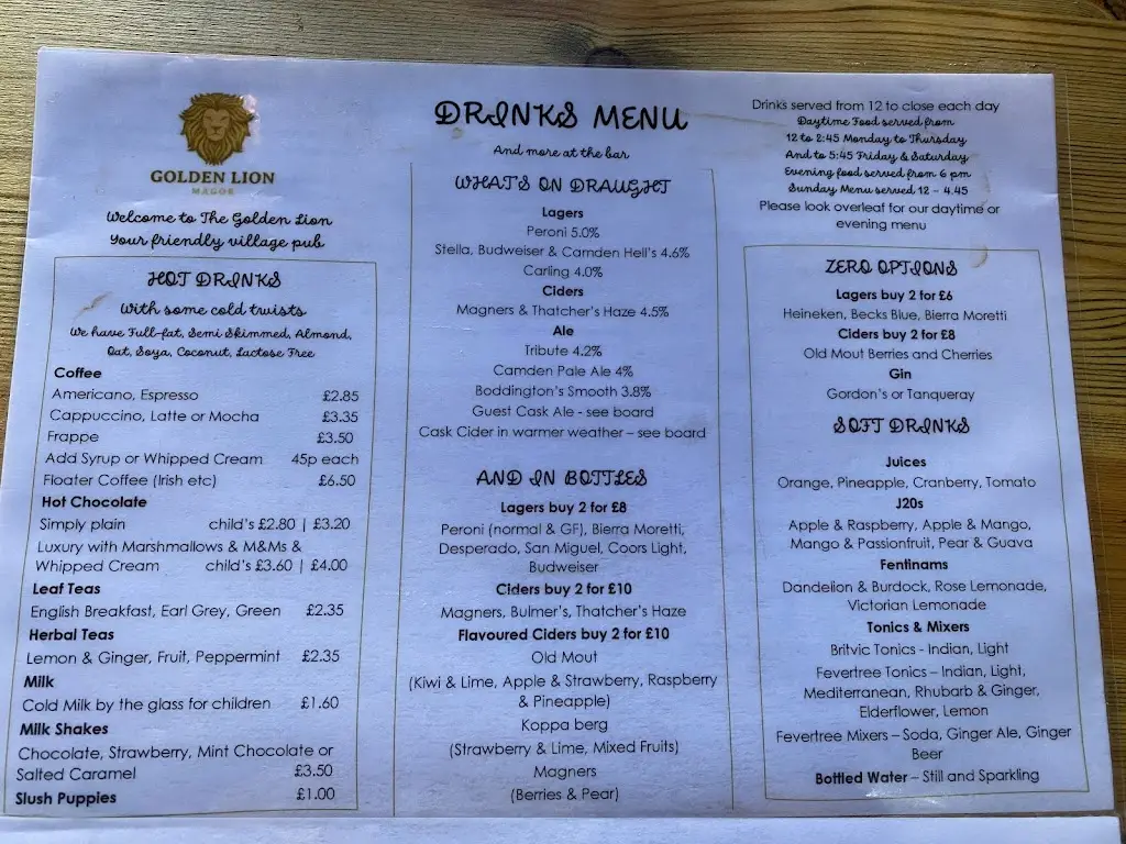 Menu_The Golden Lion_Caldicot_image_2