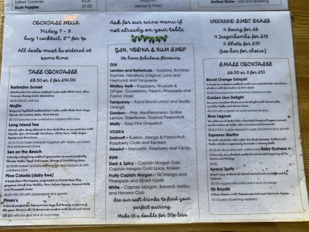 Menu_The Golden Lion_Caldicot_image_3