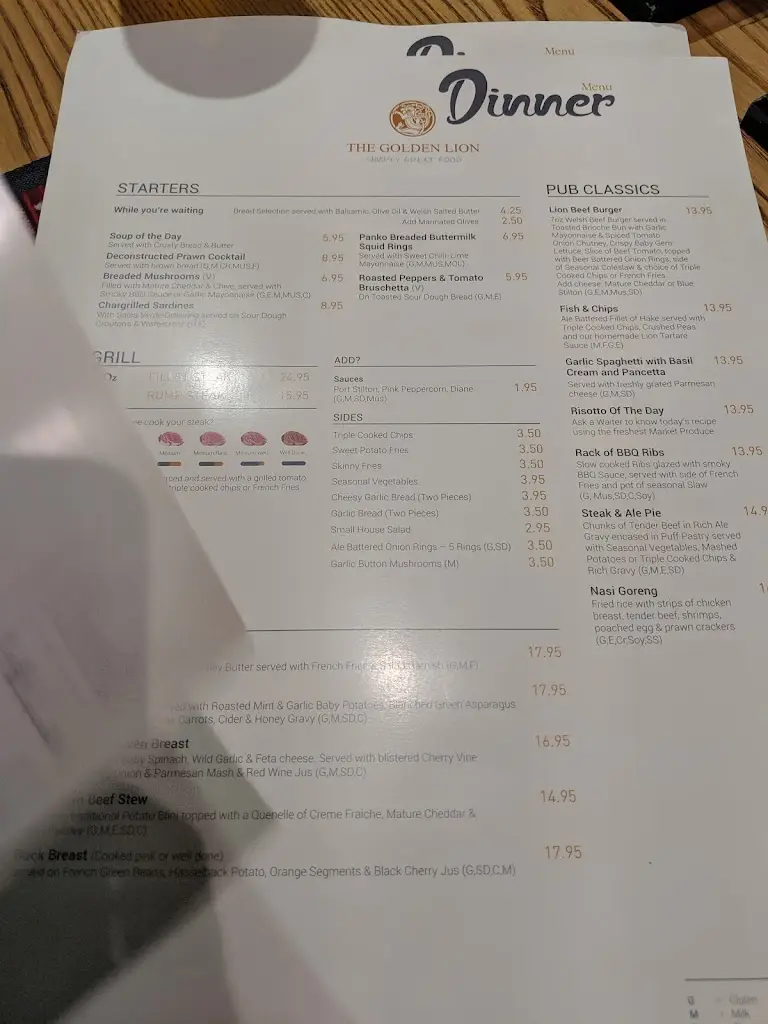 Menu_The Golden Lion_Caldicot_image_4