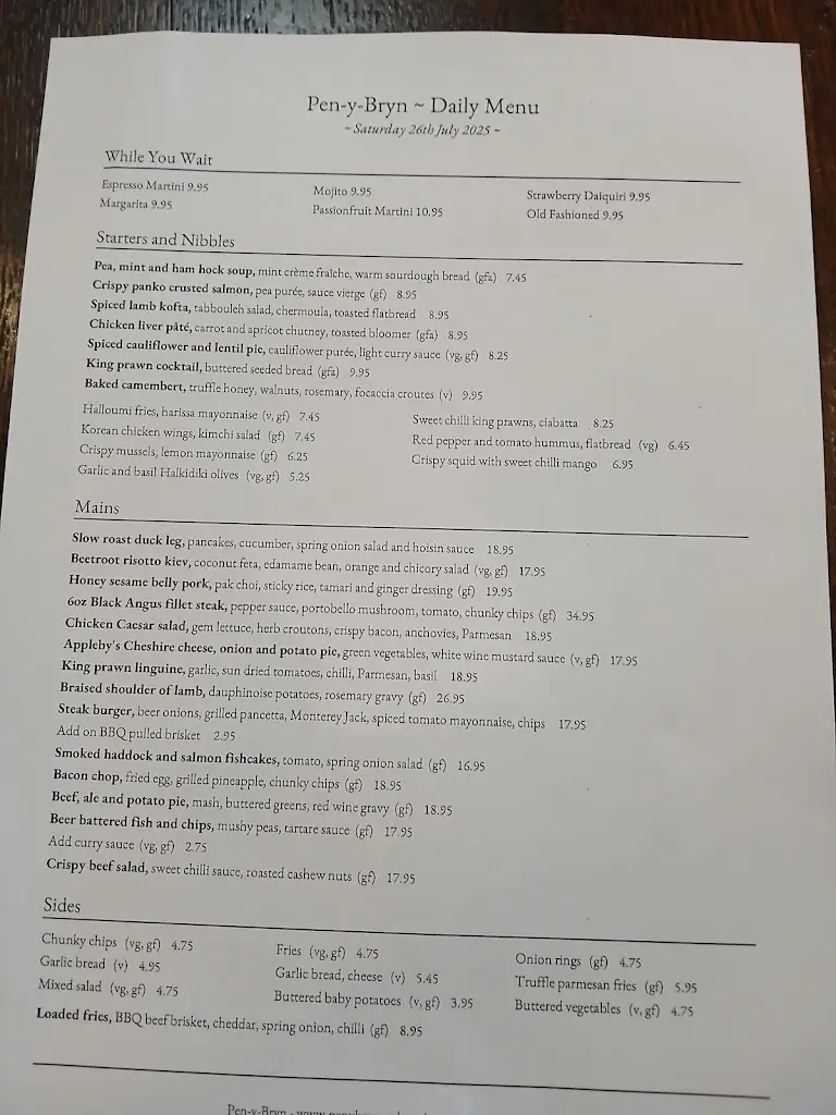Menu_Pen-y-Bryn_Colwyn Bay_image_1