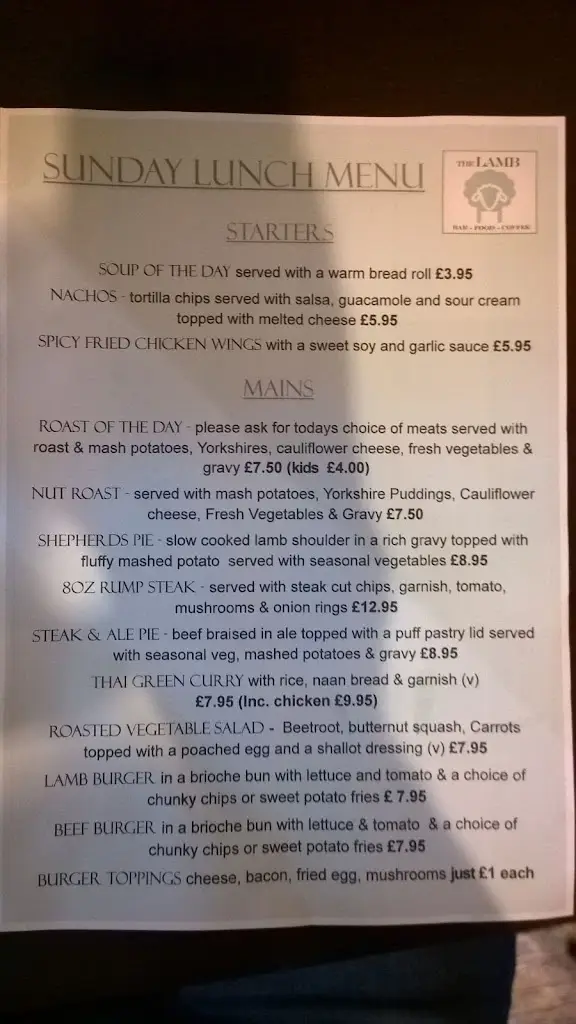 Menu_The Lamb_Builth Wells_image_1