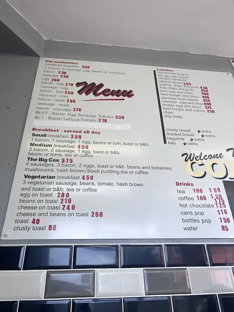 Menu_Cox's cafe, Bilston_Bilston_image_2