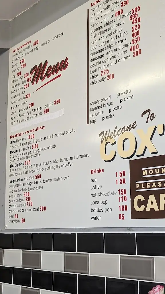 Menu_Cox's cafe, Bilston_Bilston_image_4