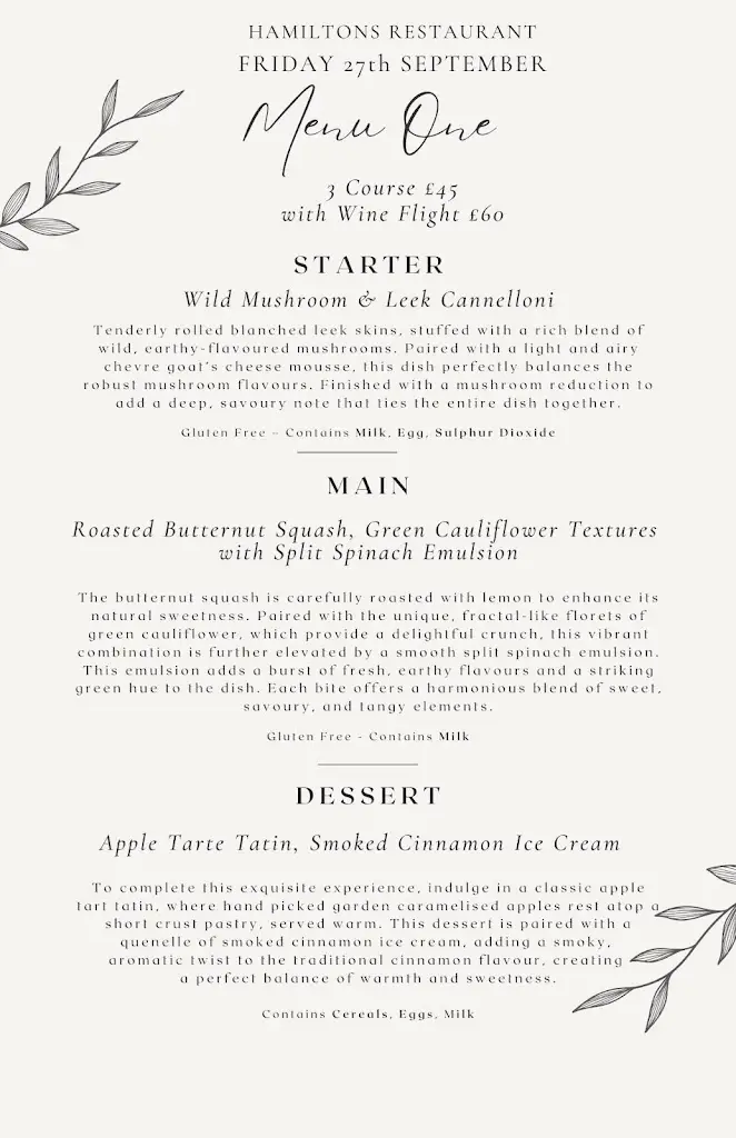 Menu_Hamiltons Restaurant Wolverhampton_Bilston_image_1