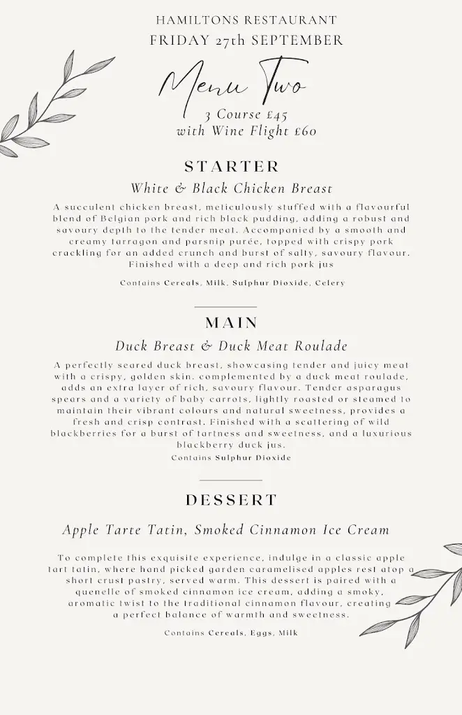 Menu_Hamiltons Restaurant Wolverhampton_Bilston_image_2