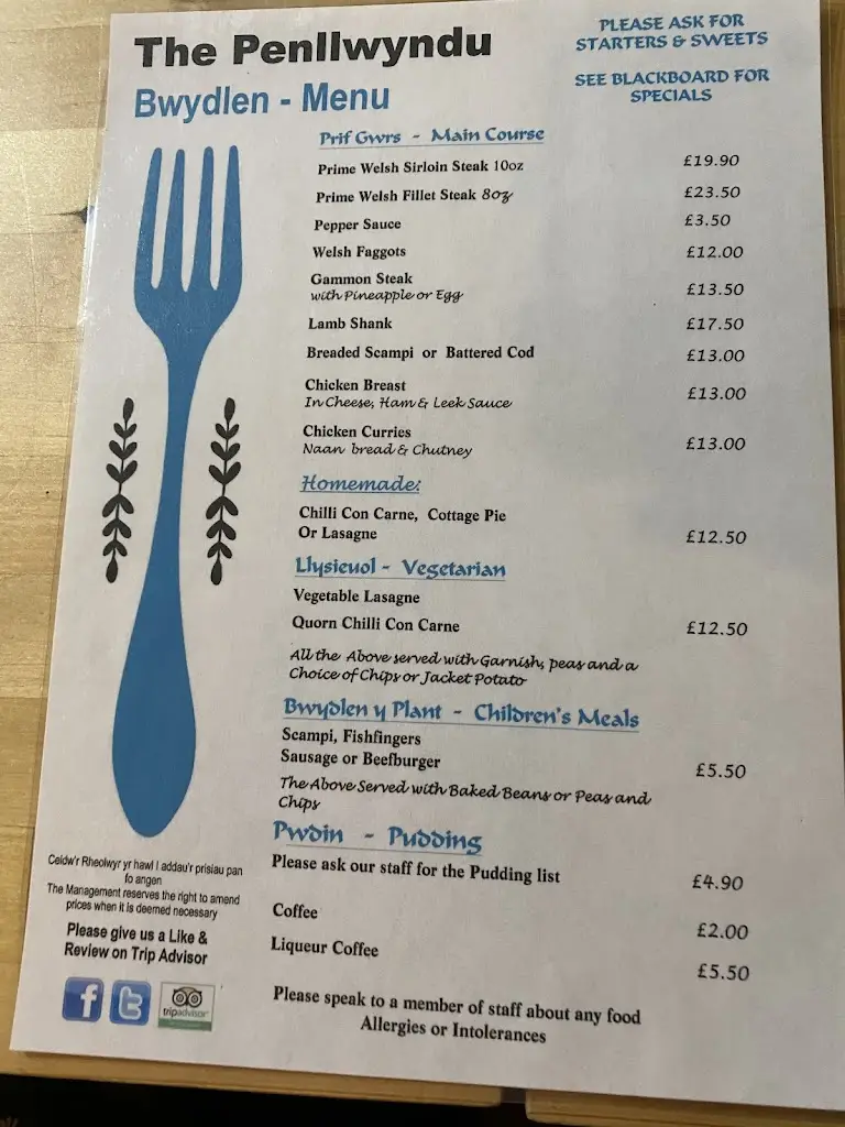 Menu_Tafarn y Penllwyndu Country Inn_Cardigan_image_1